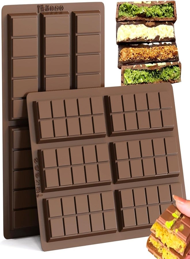 LEGACYCART 2 Pack Chocolate Bar Mold, Non-Stick Dubai Chocolate Molds, Deep Silicone Chocolate Mold for Dubai Chocolate Bar Pistachio, Candy, Snacks, Holiday Gifts - Image 1