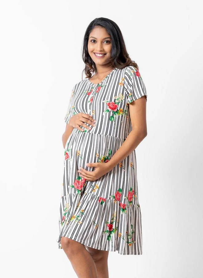 Aadaraya Aadaraya All-Over Floral Print Maternity Sleepshirt
