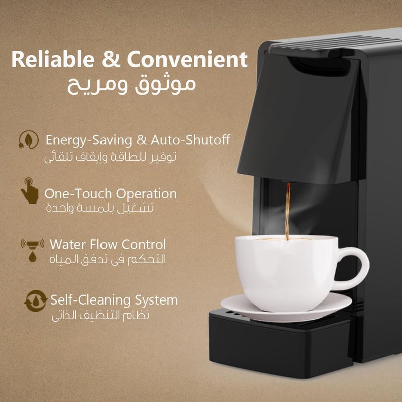 LePRESSO Coffee Maker with Capsule Auto Ejection, 19-Bar Coffee Machine Pump, Compatible with Nespresso Capsule, 600ML Tank, Self-Cleaning Mode, 1450W Power for 40ML & 80ML Espresso - Image 3