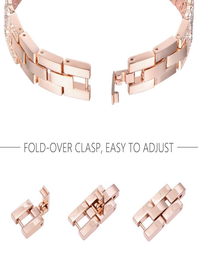 NewWays Compatible for SAMSUNG Galaxy Watch 7 6 Classic 6 5 4 Band 40mm 44mm 42mm 46mm, 20mm Stunning Diamonds Bracelet with Quick Release Pin for Galaxy Active 2, Rose Gold - Image 4