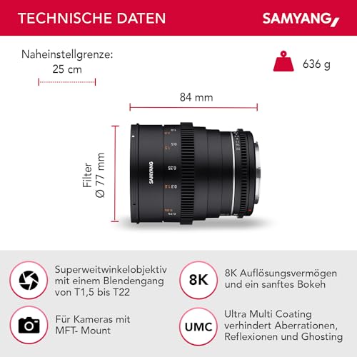 Samyang Enhanced Cine Lens, VDSLR 24MM T1.5 MK2, for Mount MFT Cameras - Image 3