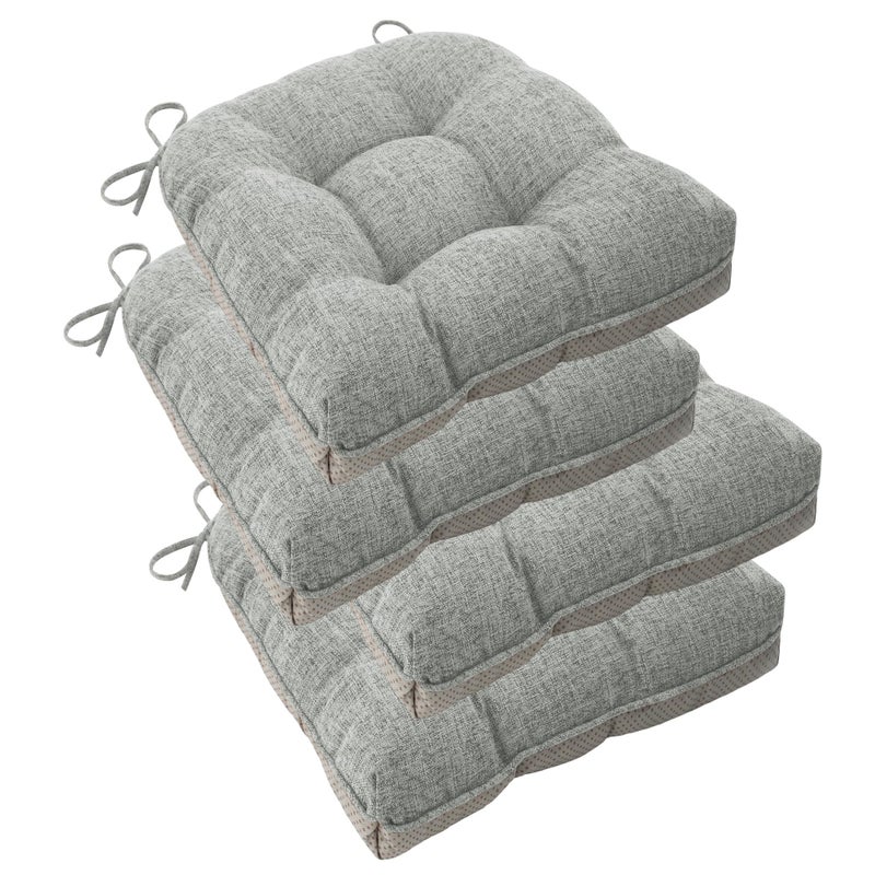 ELFJOY Chair Cushions for Dining Chairs Set of 4 Office Chair Cushion 18x18x3 Inches Kitchen Chair Pads Soft and Comfortable Seat Cushion with Ties and Non Slip BackingLight Grey