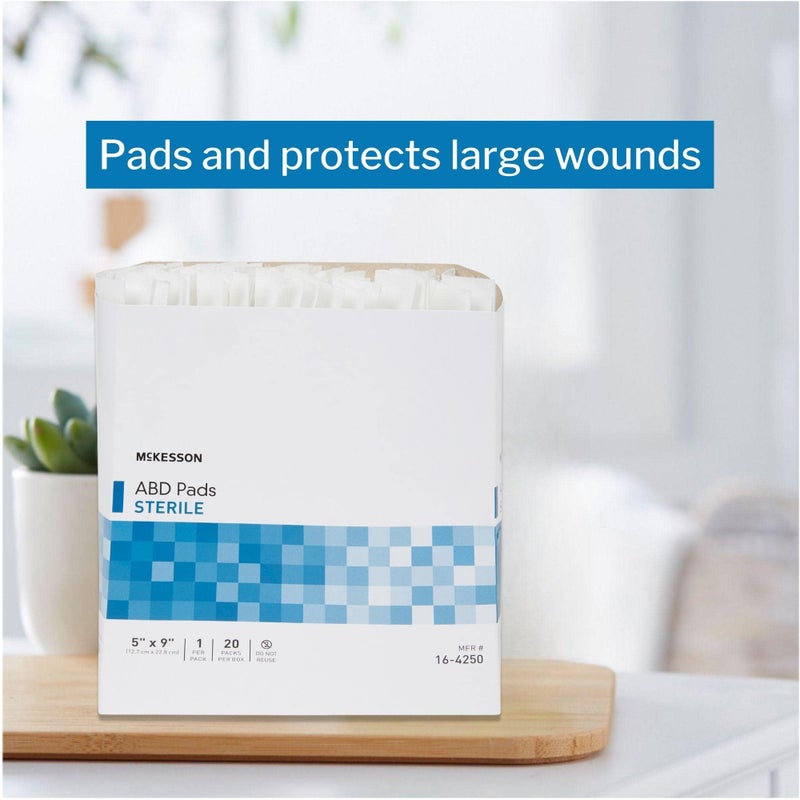 McKesson Abdominal Pads, Sterile, Nonwoven Cellulose, 5 in x 9 in, 20 Count, 1 Pack - Image 3