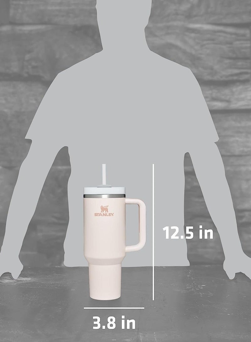 Stanley 40oz  Quencher H20 Flowstate Stainless Steel Vacuum Insulated Tumbler with Lid and Straw for Water, Iced Tea or Coffee, Smoothie and More, Cream (Rose Quartz) - Image 4