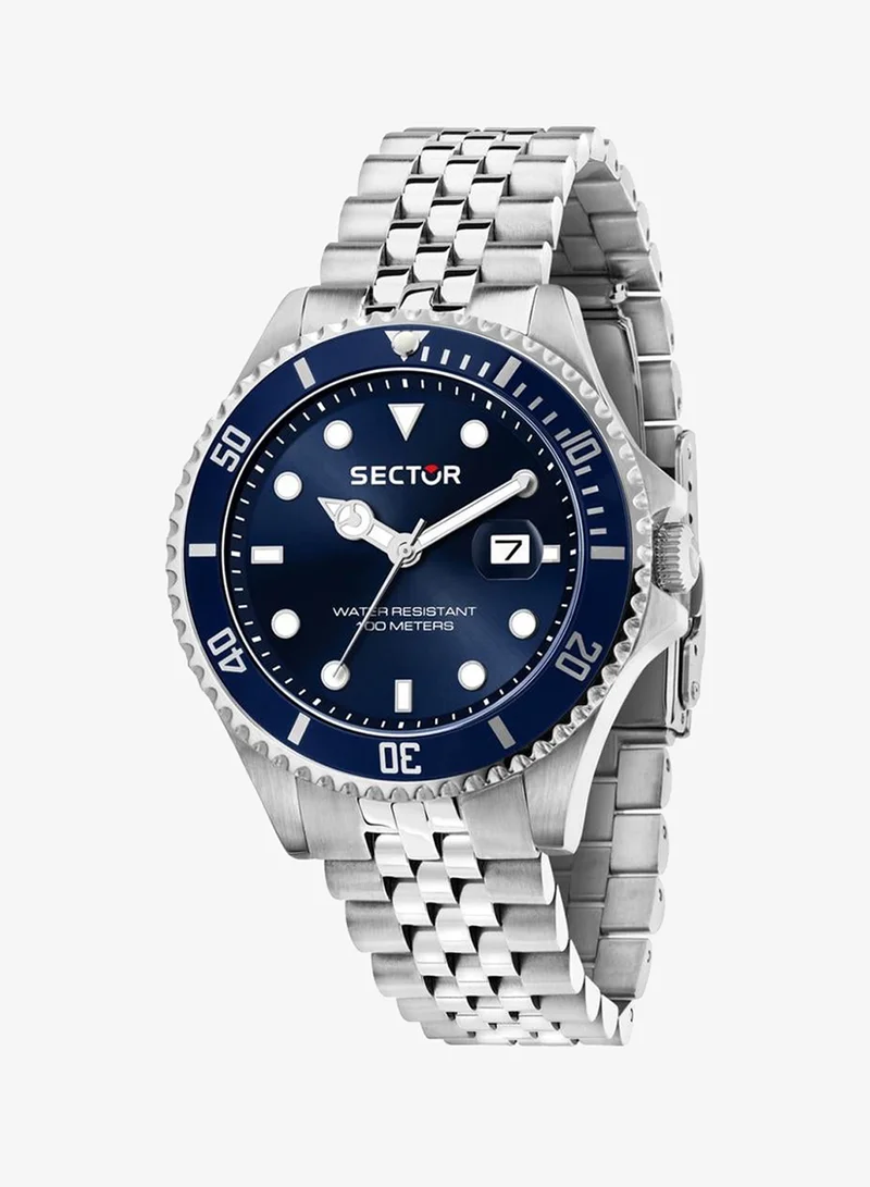 Sector 230 Collection Men's Analog Watch - Blue Dial, 43mm Alloy Steel Case, Silver Stainless Steel Bracelet, Quartz, 100M Water Resistant - R3253161053