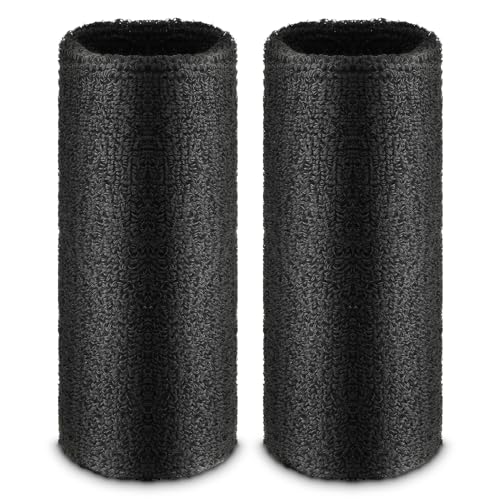 COMNICO Wrist Sweatbands Elastic Sport Wristbands 6 Inch Absorbent Terry Cloth Armbands Long Cotton Athletic Wrist Bands for Working Out Football Basketball Tennis Gym Costumes Cosplay - Image 2