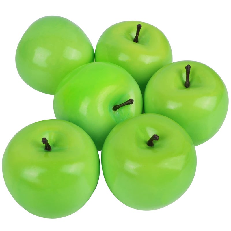 Cllayees Fake Fruit Artificial Apples Set of 6 Decorative Fruit Lifelike Faux Apples Realistic Fruits Apple Decorations for Kitchen Realistic Fake Fruits Party Props Home Decor