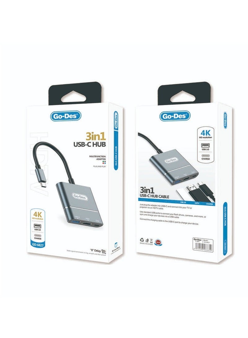 GO-DES Type-C to HDTV 3 in 1 Converter Adapter(GD-6827 ) - Image 2