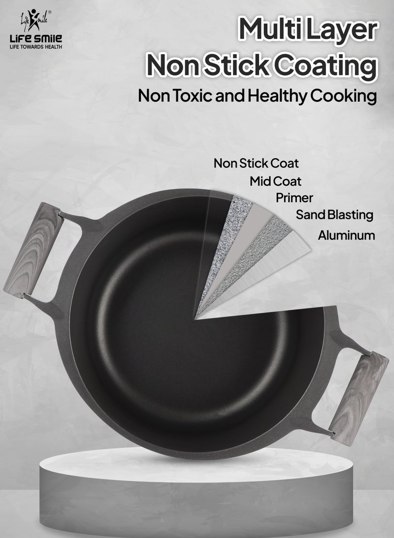 Life Smile 8pc Non Stick Cookware set - Pots and Pans set ,100% PFOA FREE Casseroles,Cookwares with Bakelite Knob & Handles, Induction Base Cooking Set include 20/24/28cm Soup Pot & 26cm Shallow Pot - Image 4