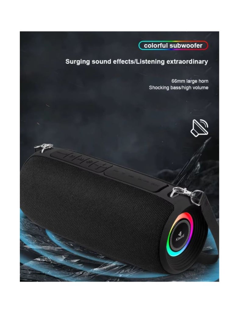 Kisonli - Kisonli Premium Q28 Stereo Super Bass RGB 10W Portable Speaker, 1800mAh (3-8 Hr), Built-In Calling MIC, AUX-USB/TF/FM - Image 1