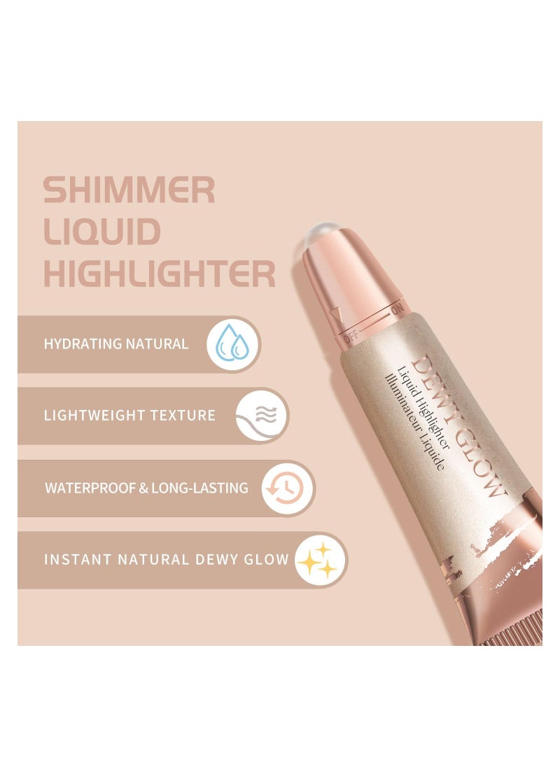 SYOSI - Liquid Highlighter, SYOSI Highlighter Makeup, Roll on Liquid Highlighter for Face,Natural Lightweight Dewy Glow Glotion Makeup,Long-lasting Shimmer Glow Skin Illuminator Makeup for Face & Body - Image 1