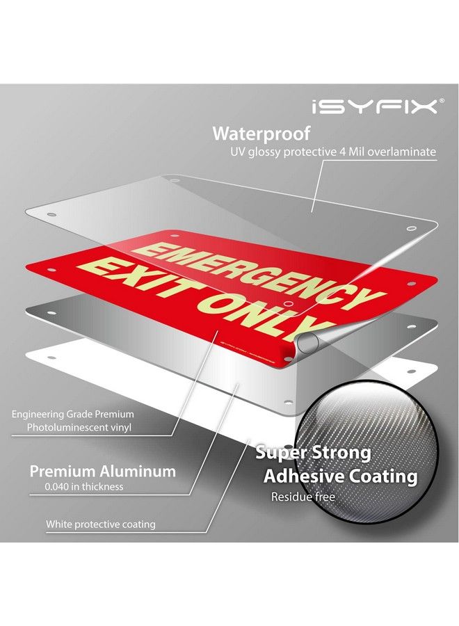iSYFIX Emergency Exit Only Signs 1 Pack 10X7 Inch 100% Rust Free .040 Aluminum Signs Glow In The Dark Laminated For Ultimate Uv Weather Scratch Water And Fade Resistance Indoor And Outdoor  - Image 4