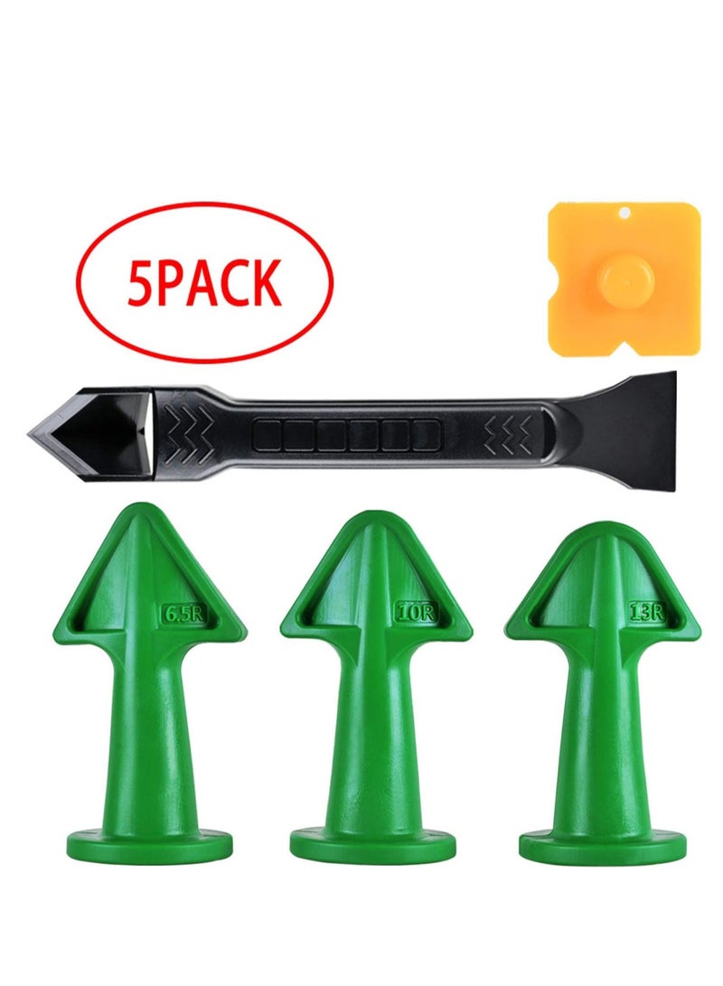 5 pcs Caulk Nozzle, Applicator, Silicone Caulking Tools,10R, 13R, Silicone Sealant Finishing Tool Grout Scrapers kit for Tile or Brick Joints  - Image 1