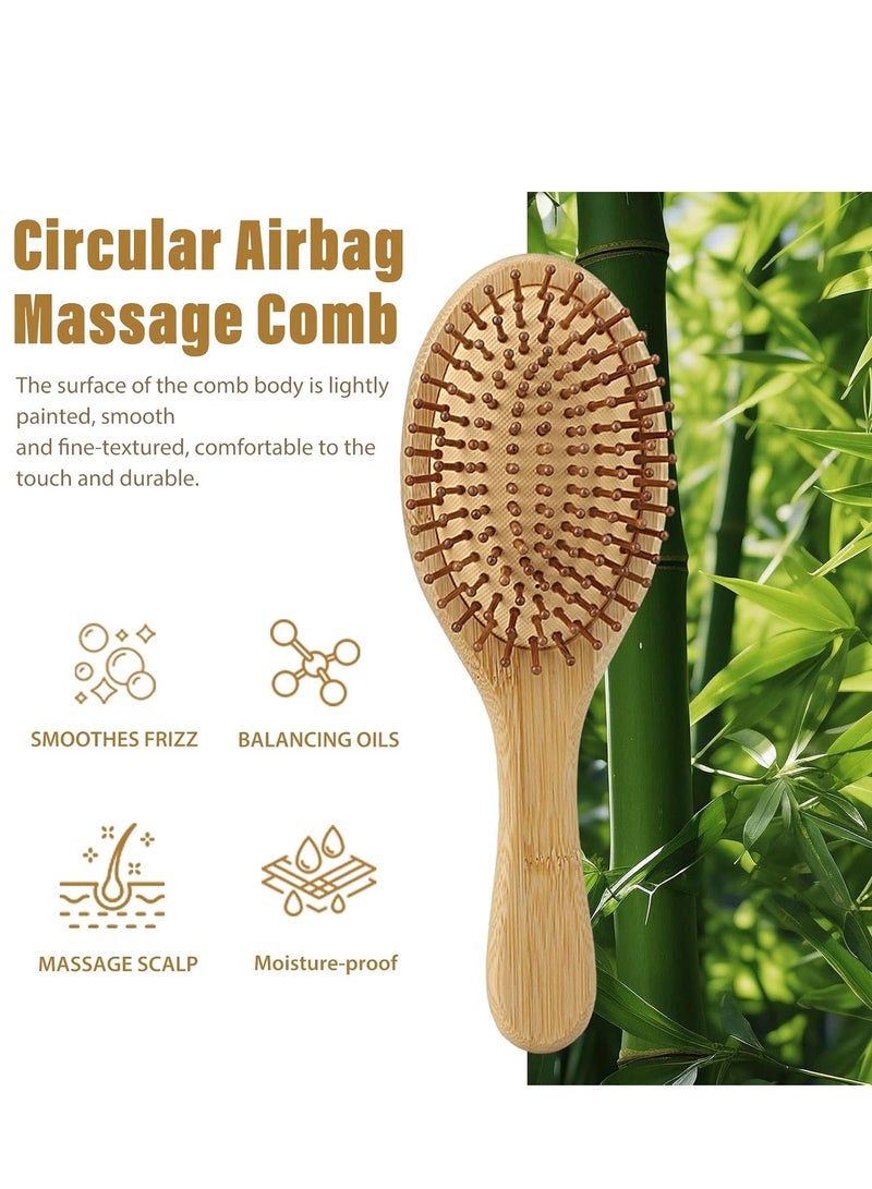 Shein Bamboo Detangling Hair Brush – Oval Natural Scalp Massage Brush for Straight, Curly, Wet & Dry Hair - Image 2