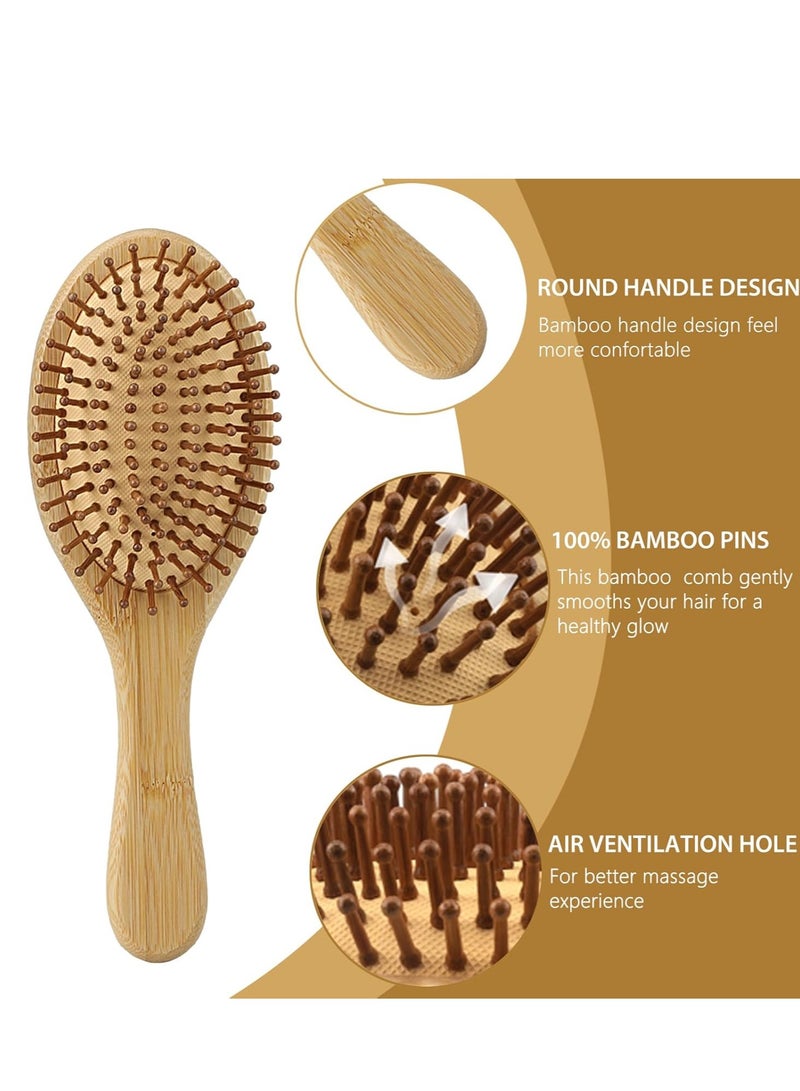 Shein Bamboo Detangling Hair Brush – Oval Natural Scalp Massage Brush for Straight, Curly, Wet & Dry Hair - Image 3