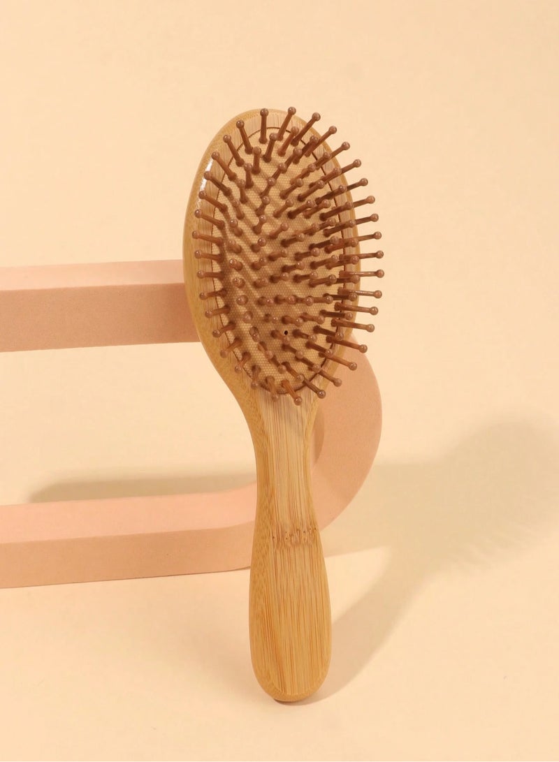 Shein Bamboo Detangling Hair Brush – Oval Natural Scalp Massage Brush for Straight, Curly, Wet & Dry Hair - Image 1
