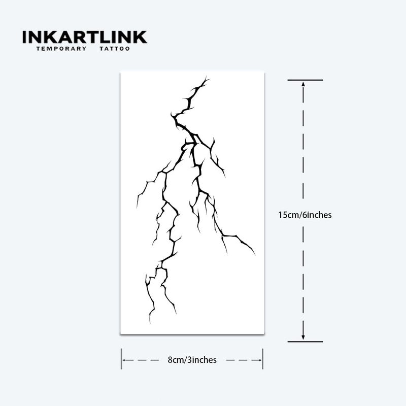 Inkartlink Tattoo Tech  2 Sheets Large Semi Permanent Tattoo  Adult Art Design Temporary Tattoos  Lasts 1-2 Weeks  Waterproof  Realistic Look  No Adhesive  No Reflection (Lightning Design) - Image 4