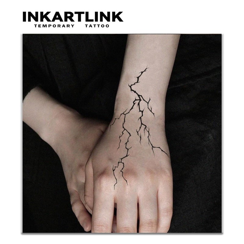Inkartlink Tattoo Tech  2 Sheets Large Semi Permanent Tattoo  Adult Art Design Temporary Tattoos  Lasts 1-2 Weeks  Waterproof  Realistic Look  No Adhesive  No Reflection (Lightning Design) - Image 2