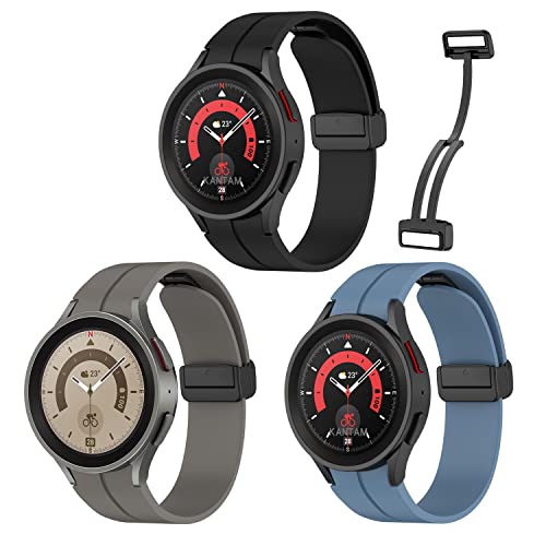 Epoosuo Galaxy Watch 5 Pro Bands 45mm, 3 PACK No Gap Silicone Sport Band Compatible with Galaxy Watch 7 6 5 4 44mm 40mm Replacement Strap - Image 1