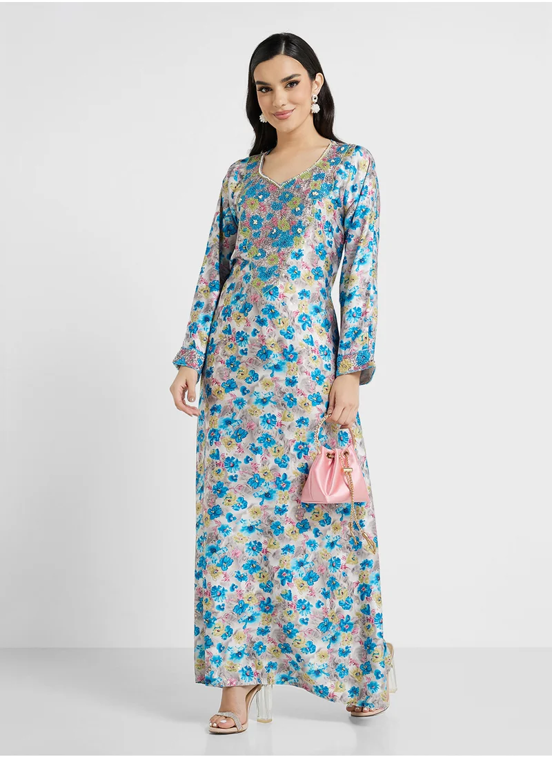 ارابيان كلوزيت Embellished Belted Jalabiya