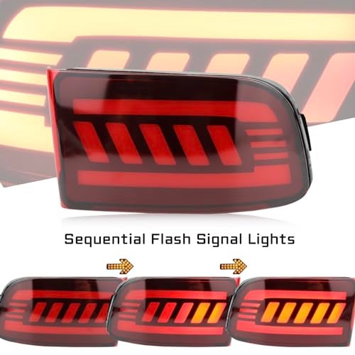 GEEGEETOP Red Lens LED Rear Reflector Bumper Fog DRL Brake Light Turn Signal Lamp Assembly Compatible With Toyota 4Runner 2003-2005 Land Cruiser Prado 120 2002-2009 - Image 2
