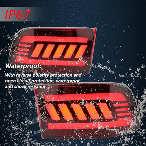 GEEGEETOP Red Lens LED Rear Reflector Bumper Fog DRL Brake Light Turn Signal Lamp Assembly Compatible With Toyota 4Runner 2003-2005 Land Cruiser Prado 120 2002-2009 - Image 5
