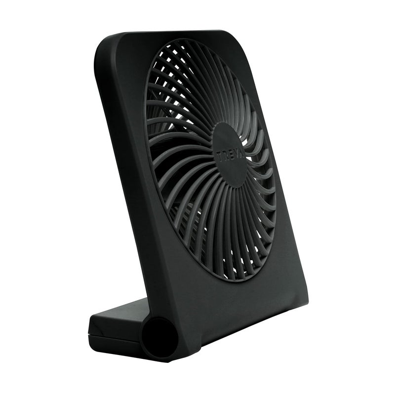 Treva 5Inch USB and Battery Powered Desk Fan With Two Cooling Speeds and Adjustable Tilt Small USB Fan Cubicle Accessories Durable and Long Lasting Black