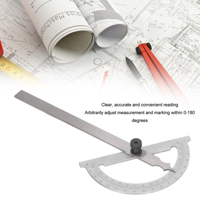 Angle Protractor 0‑180 Degree Angle Finder Carbon Steel Woodworking Ruler Measure Tool - Image 5