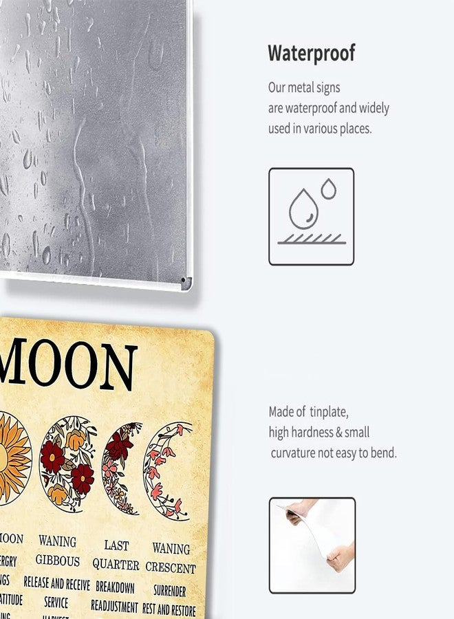 Fmcmly Vintage Metal Tin Signs Moon Phases Meanings Witchery Room Aesthetic Decoration New Year Sign Gift for Parents Home Kitchen Office Garage Bar Coffee Wall Decor 8x12 Inch - Image 3