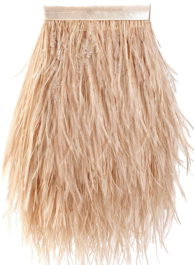 Soarer Champagne Feathers Fringe Trim - 2Yards 5-7inch Ostrich Feathers for DIY Sewing Clothing,Jewelry,Latin Dress,Wedding,Home Party(Champagne) - Image 1