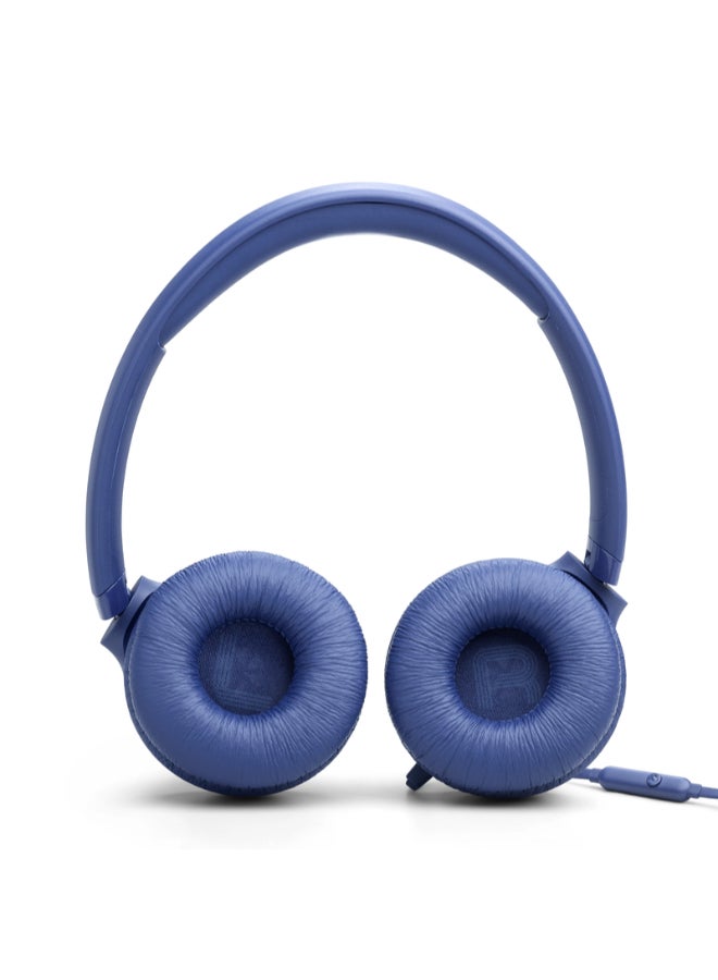 JBL Tune 530 Wired On-Ear Headphones with Pure Bass Sound, Hands-Free Calls, One-Button Remote, Lightweight Foldable Design & Tangle-Free Flat Cable Blue - Image 3