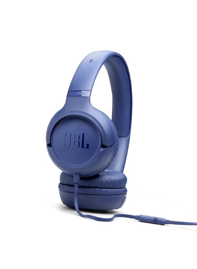 JBL Tune 530 Wired On-Ear Headphones with Pure Bass Sound, Hands-Free Calls, One-Button Remote, Lightweight Foldable Design & Tangle-Free Flat Cable Blue - Image 4