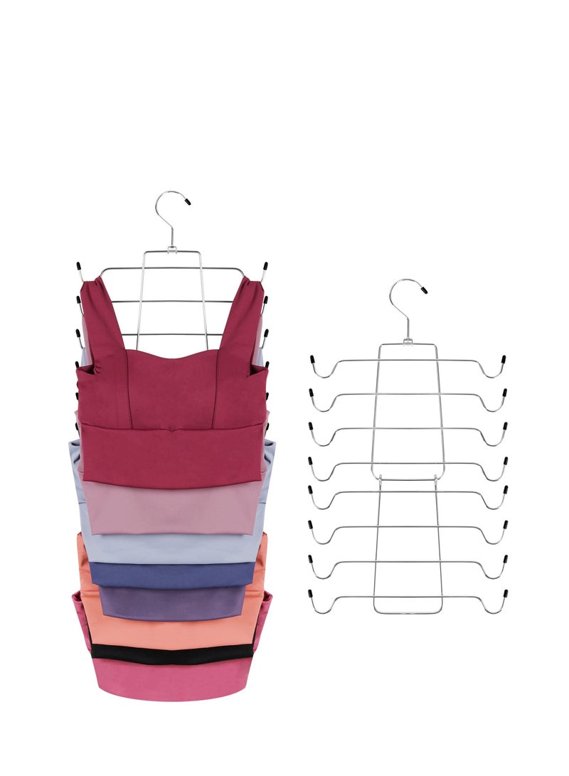 SYOSI Tank Top Hanger, 2Pcs Space Saving Bra Hangers, Non-Slip Hanging Sport Bras Holder, Closet Organizers and Storage for Camisoles Tank Tops Bras Ties Swimsuits Strappy Dress (Silver)  - Image 1