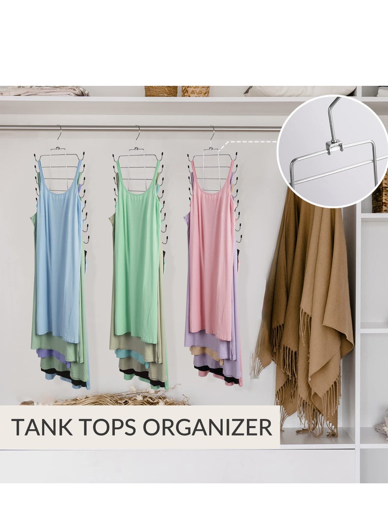 SYOSI Tank Top Hanger, 2Pcs Space Saving Bra Hangers, Non-Slip Hanging Sport Bras Holder, Closet Organizers and Storage for Camisoles Tank Tops Bras Ties Swimsuits Strappy Dress (Silver)  - Image 4