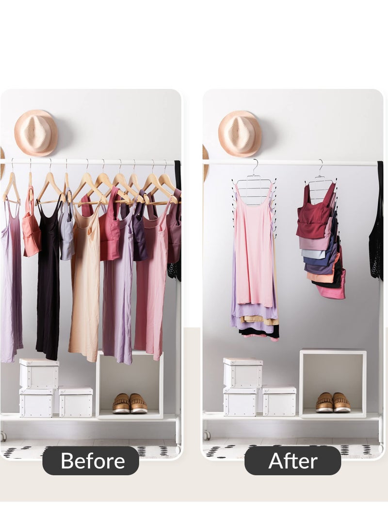 SYOSI Tank Top Hanger, 2Pcs Space Saving Bra Hangers, Non-Slip Hanging Sport Bras Holder, Closet Organizers and Storage for Camisoles Tank Tops Bras Ties Swimsuits Strappy Dress (Silver)  - Image 2
