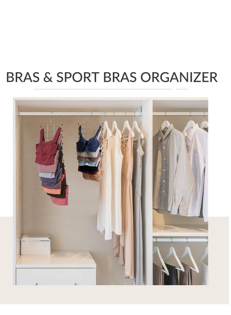 SYOSI Tank Top Hanger, 2Pcs Space Saving Bra Hangers, Non-Slip Hanging Sport Bras Holder, Closet Organizers and Storage for Camisoles Tank Tops Bras Ties Swimsuits Strappy Dress (Silver)  - Image 3