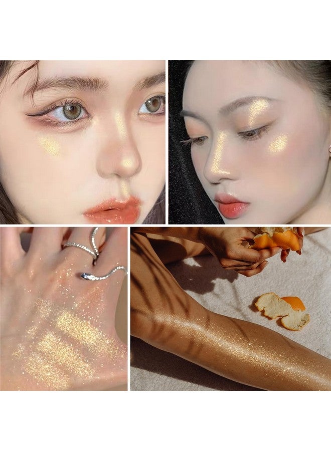 Ucanbe لوشن مضيء مرطب للجسم مع لمعة للوجه وهايلايتر سائل للنساء، لومي نizer هولوجرافي للشعر، هدايا عيد الحب (ذهب شمبانيا 01) - Image 4