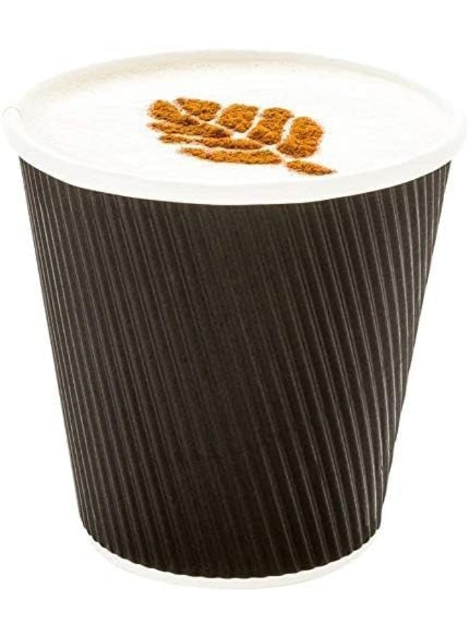 HTE 50Pieces Black Disposable Ripple Insulated Coffee Cups  Hot Beverage Corrugated Paper Cups [4 Oz] - Image 2