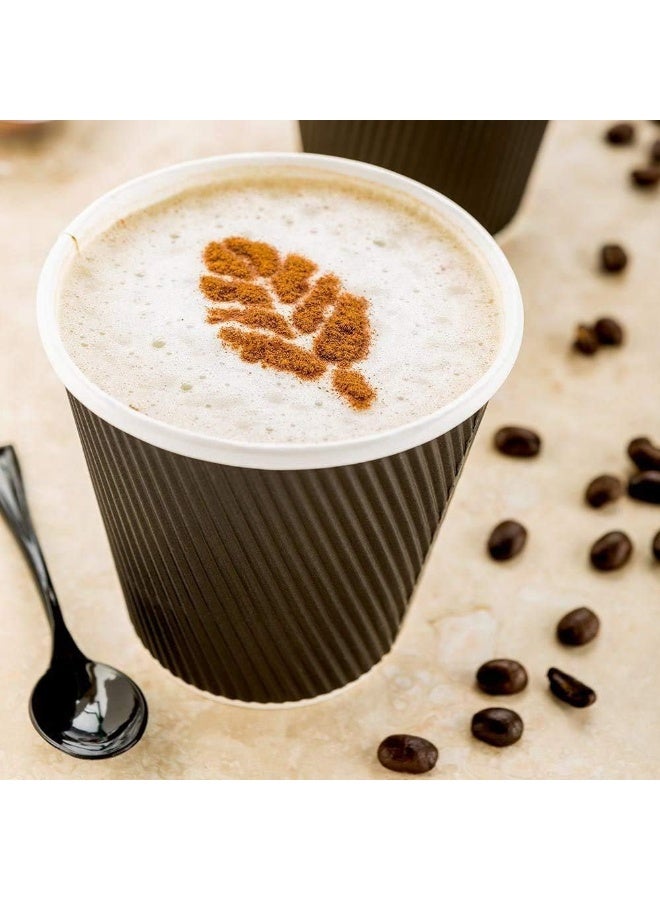 HTE 50Pieces Black Disposable Ripple Insulated Coffee Cups  Hot Beverage Corrugated Paper Cups [4 Oz] - Image 3