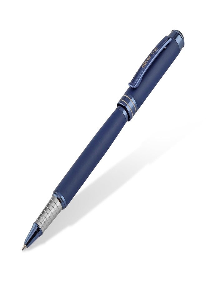Oliver Code Matte Blueberry Roller Pen with Premium T-Box | Brass Body, German Schmidt Refill, Blueberry-Plated Trims - Image 2