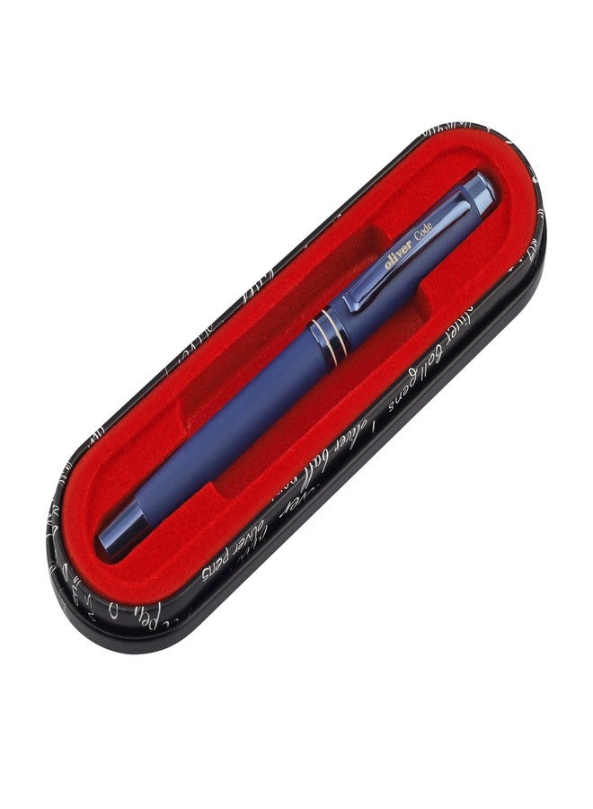 Oliver Code Matte Blueberry Roller Pen with Premium T-Box | Brass Body, German Schmidt Refill, Blueberry-Plated Trims - Image 5