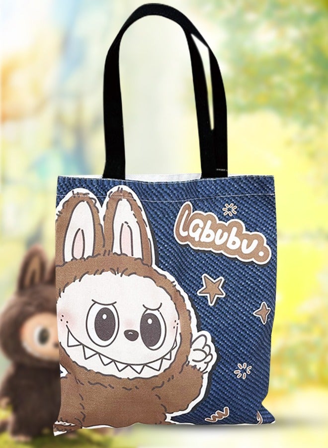 MiMi & BeiBei Labubu New Handbag Hand Carry Canvas Bag Versatile Single-shoulder Bag with Large Capacity. Perfect for Students School and Commuting Needs Canvas Bag for women and Men  - Image 1