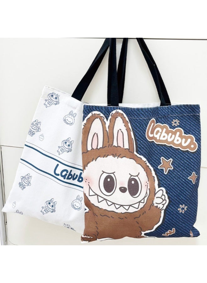 MiMi & BeiBei Labubu New Handbag Hand Carry Canvas Bag Versatile Single-shoulder Bag with Large Capacity. Perfect for Students School and Commuting Needs Canvas Bag for women and Men  - Image 2