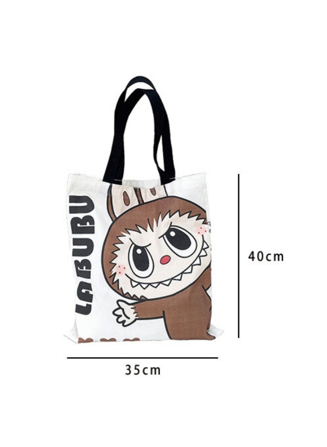 MiMi & BeiBei Labubu New Handbag Hand Carry Canvas Bag Versatile Single-shoulder Bag with Large Capacity. Perfect for Students School and Commuting Needs Canvas Bag for women and Men  - Image 3