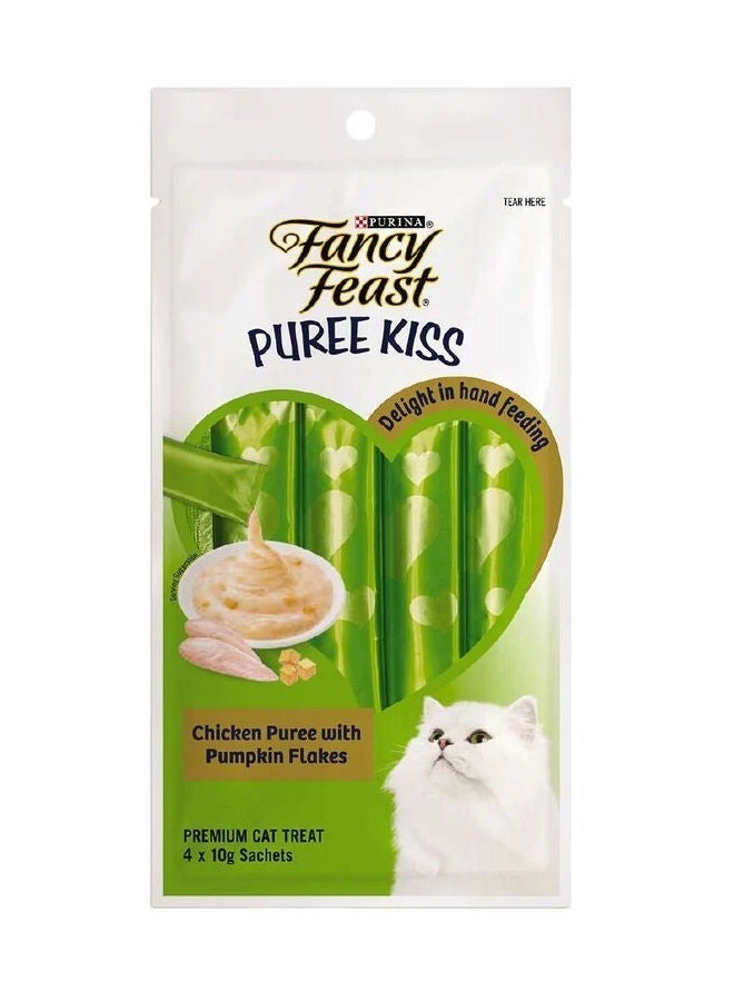 PURINA علاج فانسى فيست بيوريه كيس مع دجاج وقطع اليقطين للقطط، عبوة من 4، 40 جرام