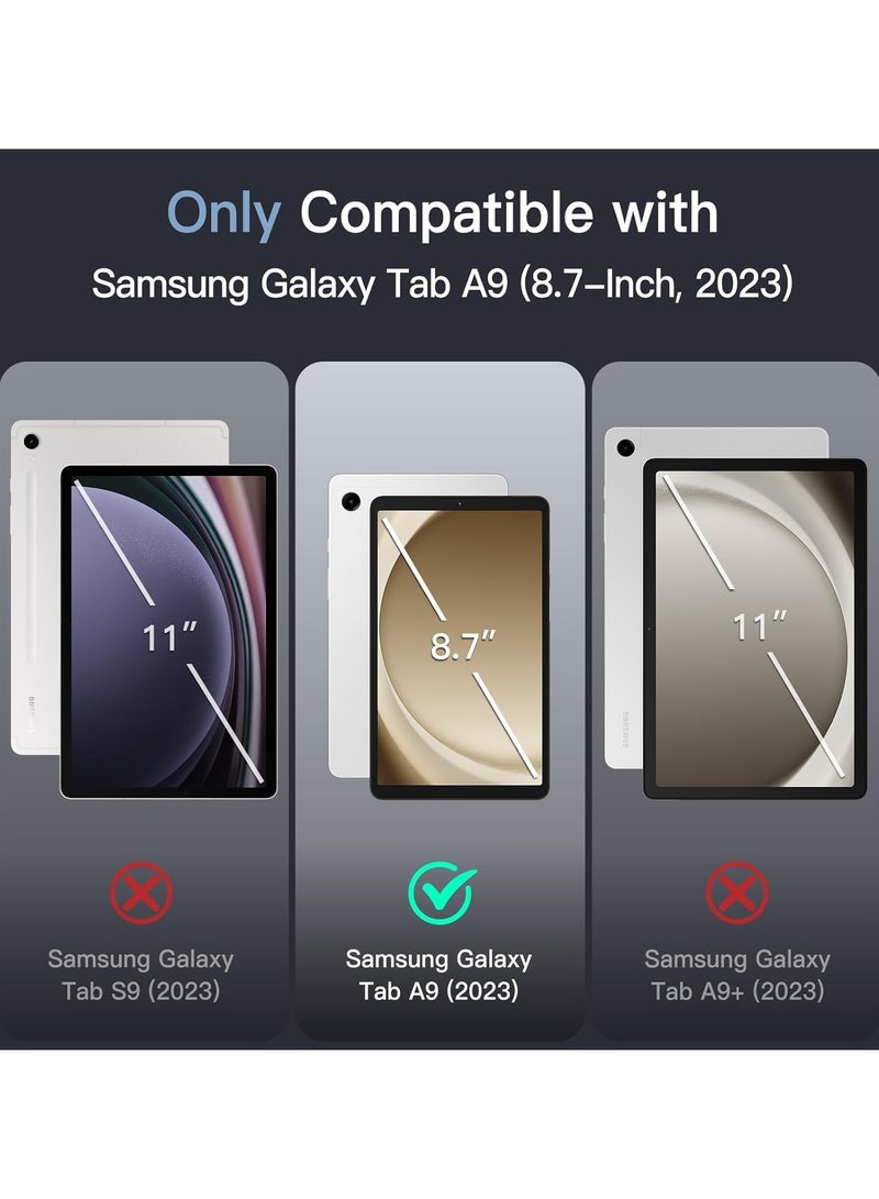 جراب شفاف بحامل لجهاز سامسونج جالاكسي تاب A9 مقاس 8.7 بوصة إصدار 2023 (SM-X110/SM-X115/SM-X117) مقاوم للصدمات، ومصد رفيع مضاد للاصفرار، وغطاء بمسند، مع حامل قلم رصاص - شفاف - Image 2