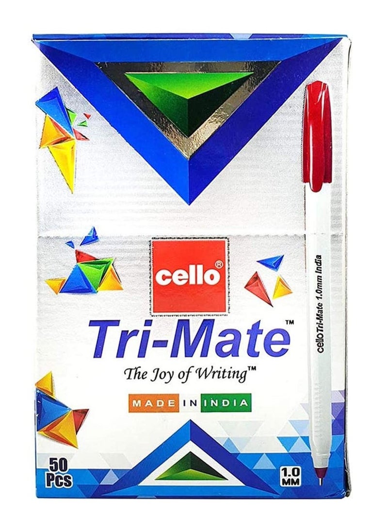 Cello 50-Piece Trimate Ballpoint Pen Red Ink