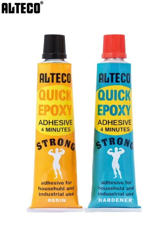 ALTECO Quick Epoxy Adhesive 4 Minutes Strong Two Part Epoxy Glue Resin and Hardener for Metal Plastic Concrete Stone Wood Fiberglass Fast Setting Heavy Duty Industrial Household Repair Adhesive - Image 1