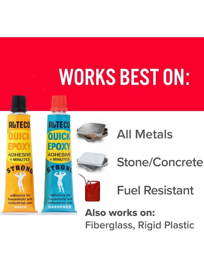 ALTECO Quick Epoxy Adhesive 4 Minutes Strong Two Part Epoxy Glue Resin and Hardener for Metal Plastic Concrete Stone Wood Fiberglass Fast Setting Heavy Duty Industrial Household Repair Adhesive - Image 5
