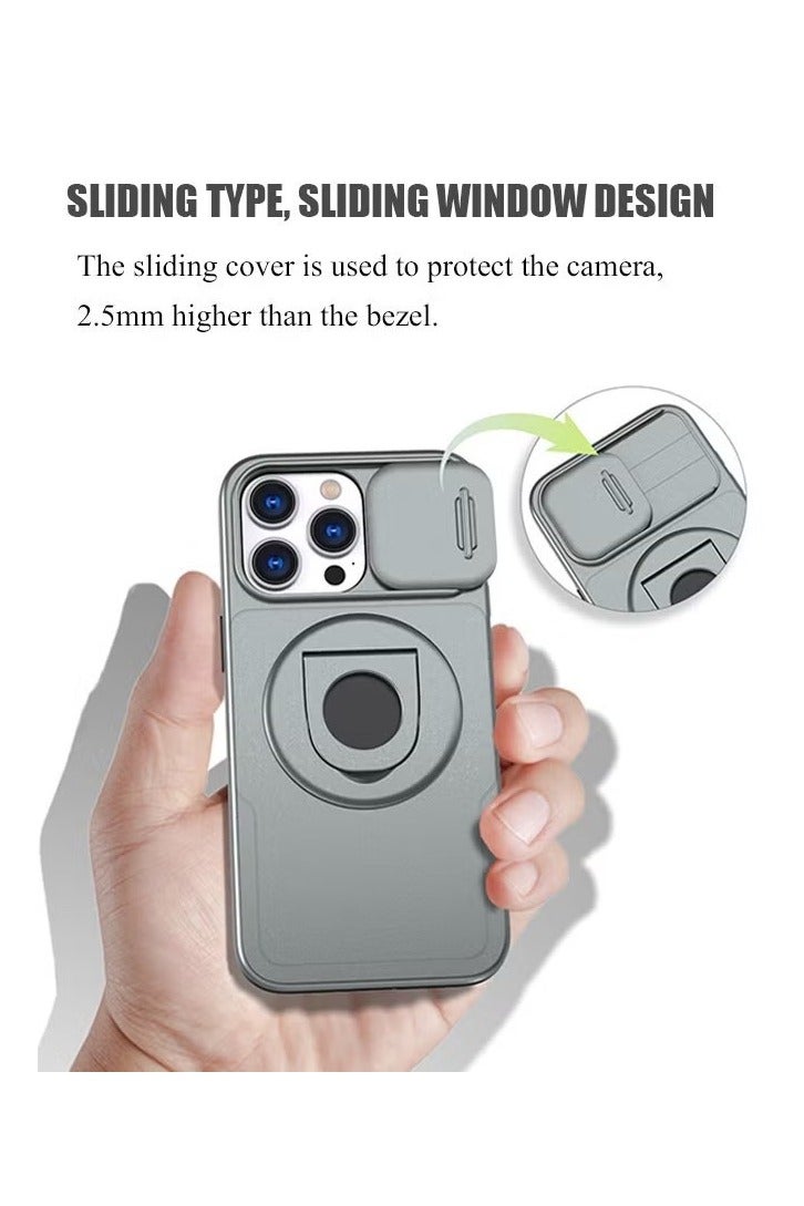 Magnetic Case Cover for iPhone 13 Pro Max, Shockproof Protection Cover with Lens Cap and Invisible Stand, Slim Phone Case Cover (Gray) - Image 3